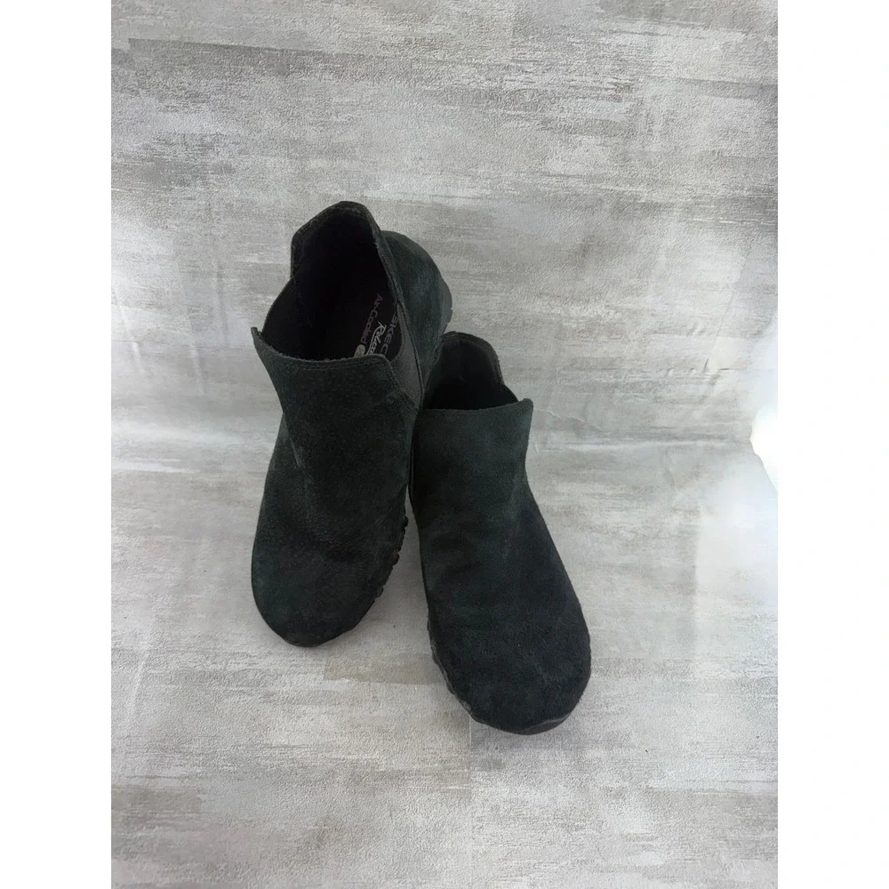 Skechers Relaxed Fit Black Suede Ankle Booties 49602 Women Sz 7 Air-Cooled Foam